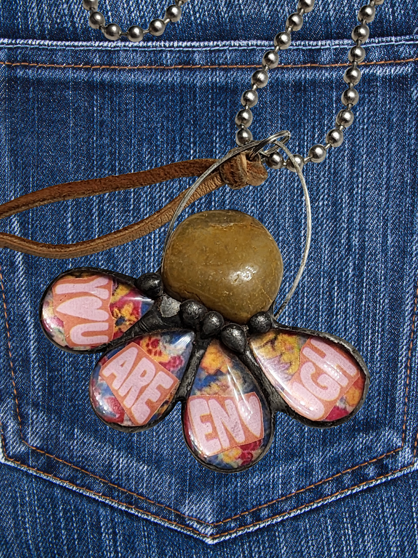 You Are Enough Flower Pendant Necklace